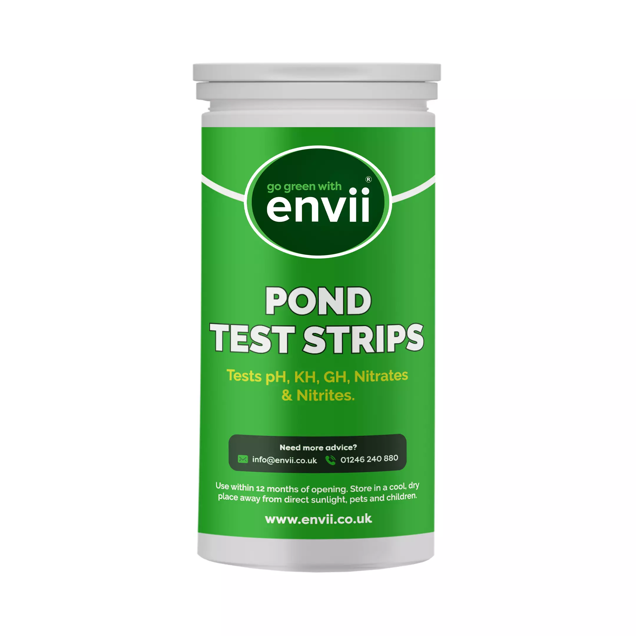 Front view of Envii Pond Test Strips Tube